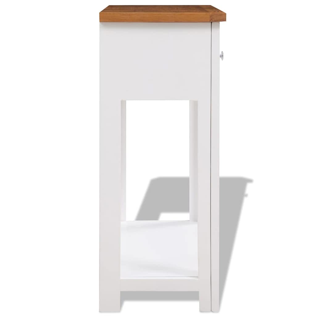 Solid Oak Wood Console Table with Drawers and Shelf X7375