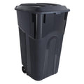 32 Gallon Black Plastic Garbage Can with Attached Lid Q510