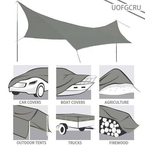 4m x 8m Grey Waterproof Poly Tarp with Grommets K480