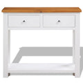 Solid Oak Wood Console Table with Drawers and Shelf X7375