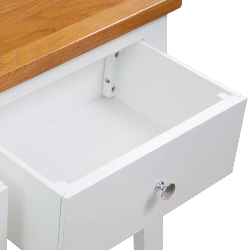 Solid Oak Wood Console Table with Drawers and Shelf X7375