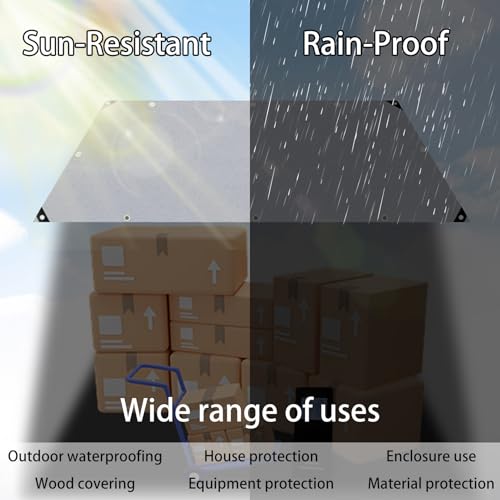 4m x 8m Grey Waterproof Poly Tarp with Grommets K480