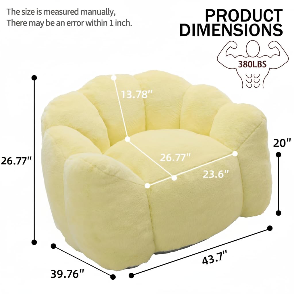 Floral Shaped Faux Fur Bean Bag Chair V5796