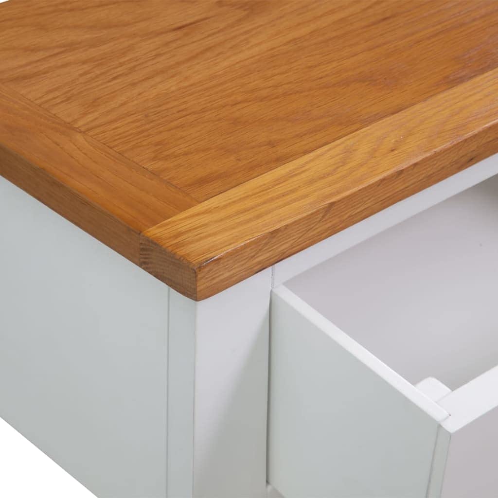 Solid Oak Wood Console Table with Drawers and Shelf X7375