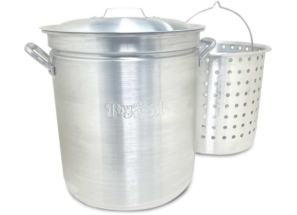 60QT Aluminum Stockpot with Basket H55117