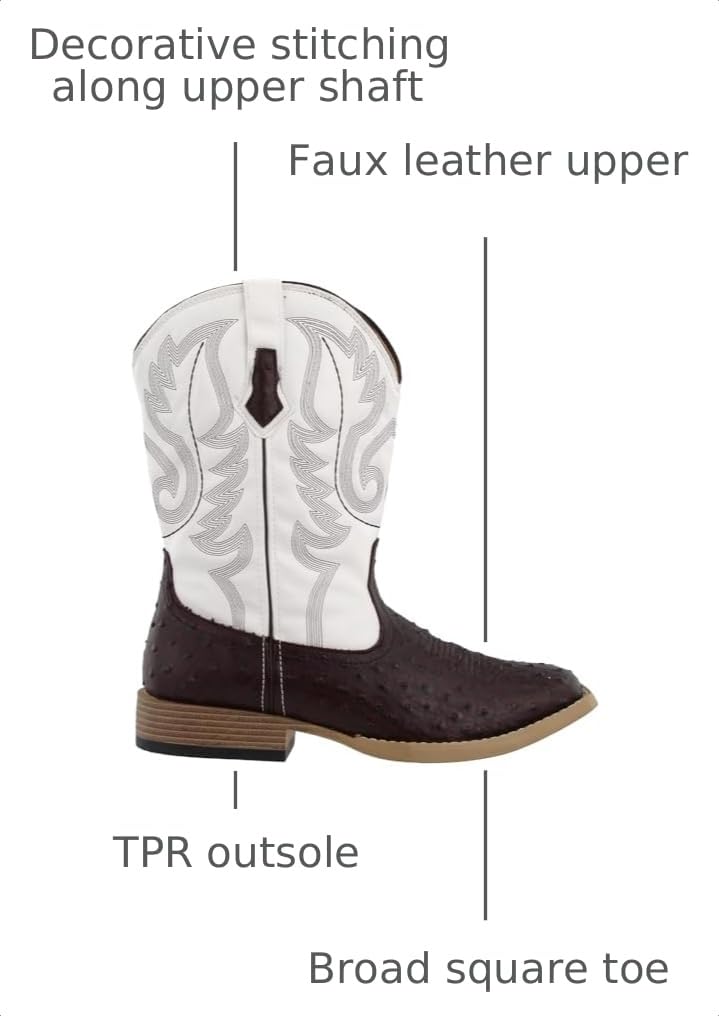Brown Mid Calf Square Toe Boots E30816