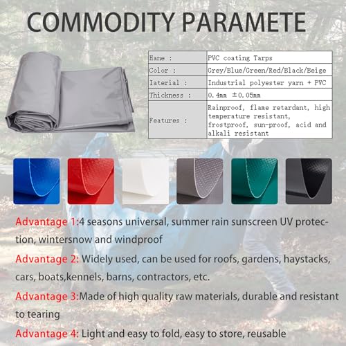 4m x 8m Grey Waterproof Poly Tarp with Grommets K480