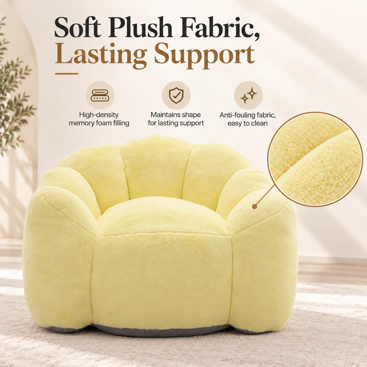 Yellow Memory Foam Bean Bag Chair G320289