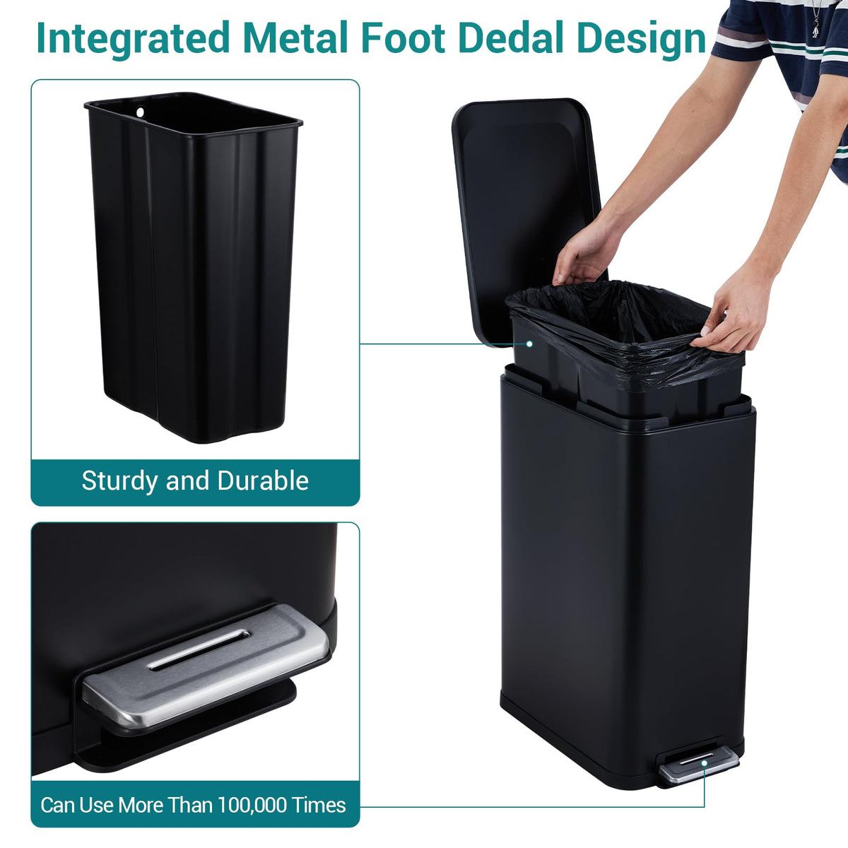 50L Slim Stainless Steel Trash Can with Lid X121