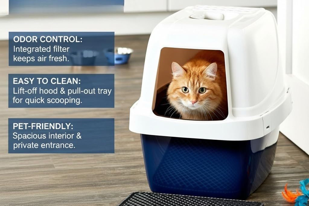 Extra-Large Enclosed Hooded Cat Litter Box C58208