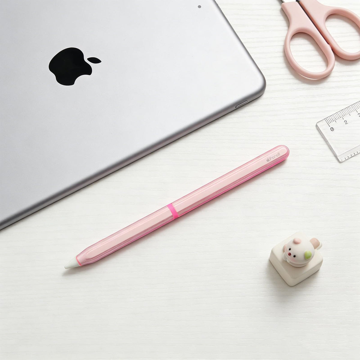 Pink Protective Pencil Case with 2 Silicone Tip Covers L946308