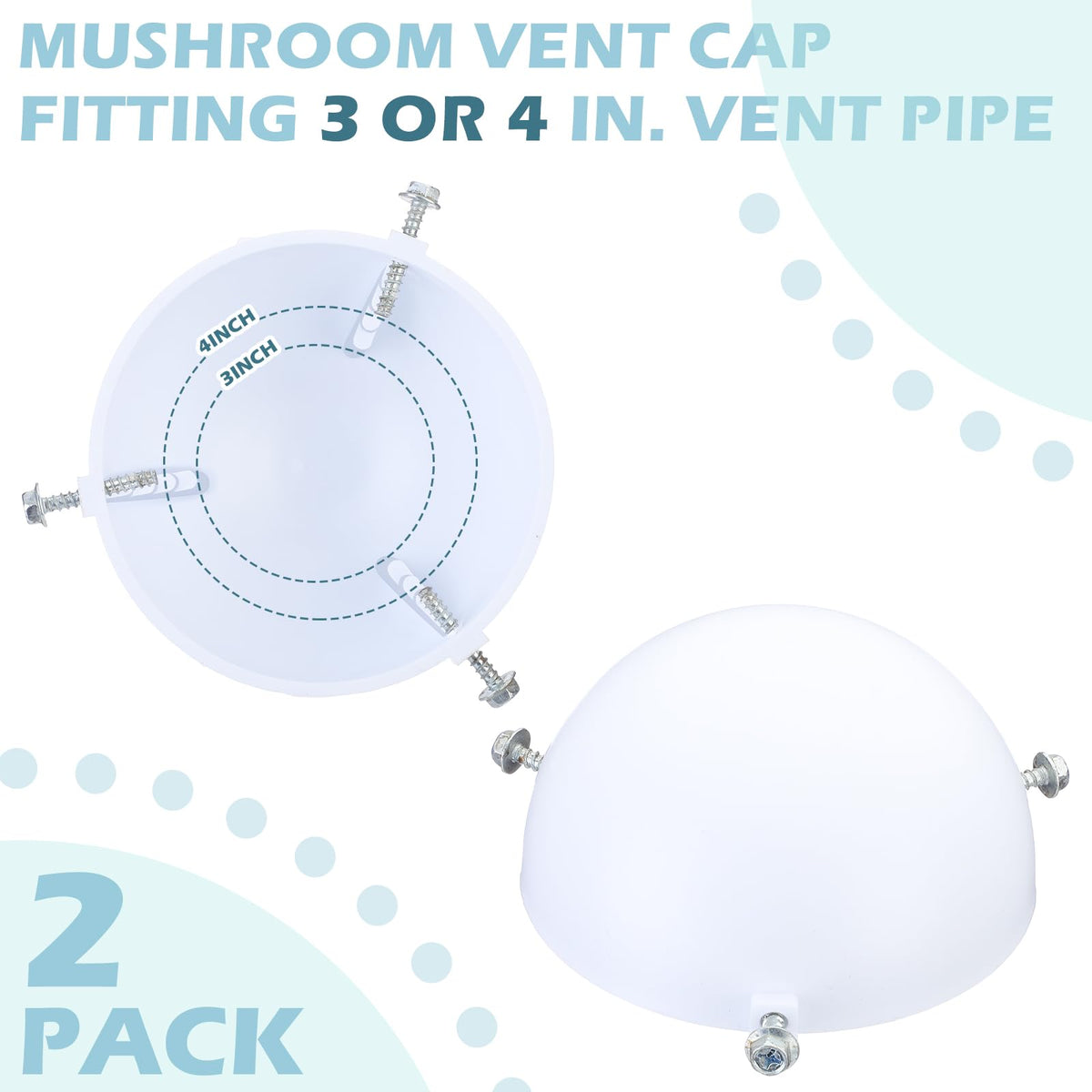 2 Pcs White Mushroom Vent Cap P207889