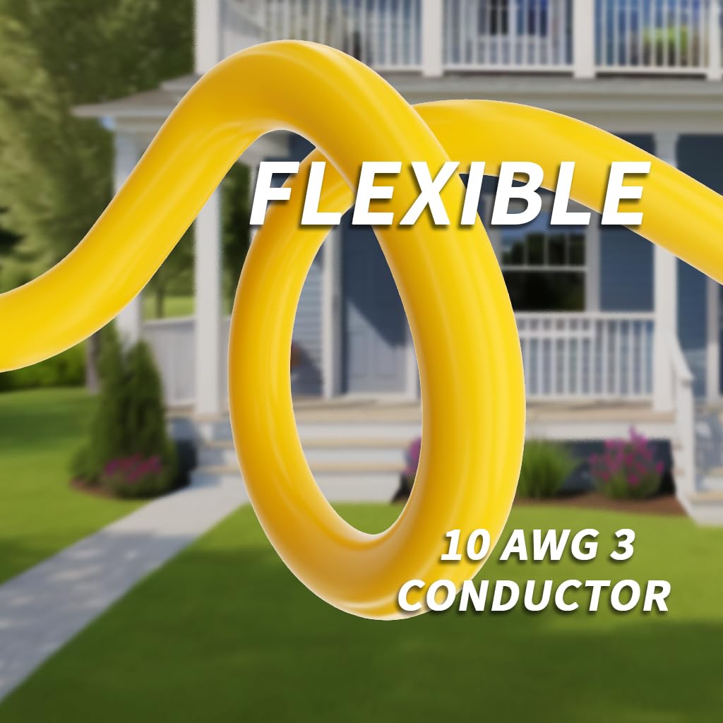 100ft 10 Gauge Waterproof Outdoor Extension Cord Yellow S782556