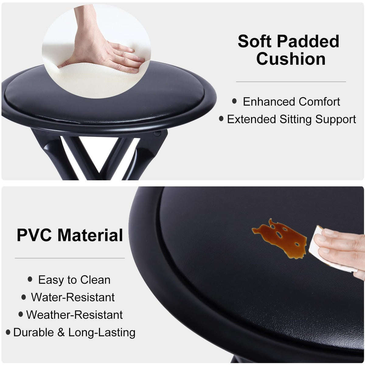 18" Black Folding Metal Stool W47989