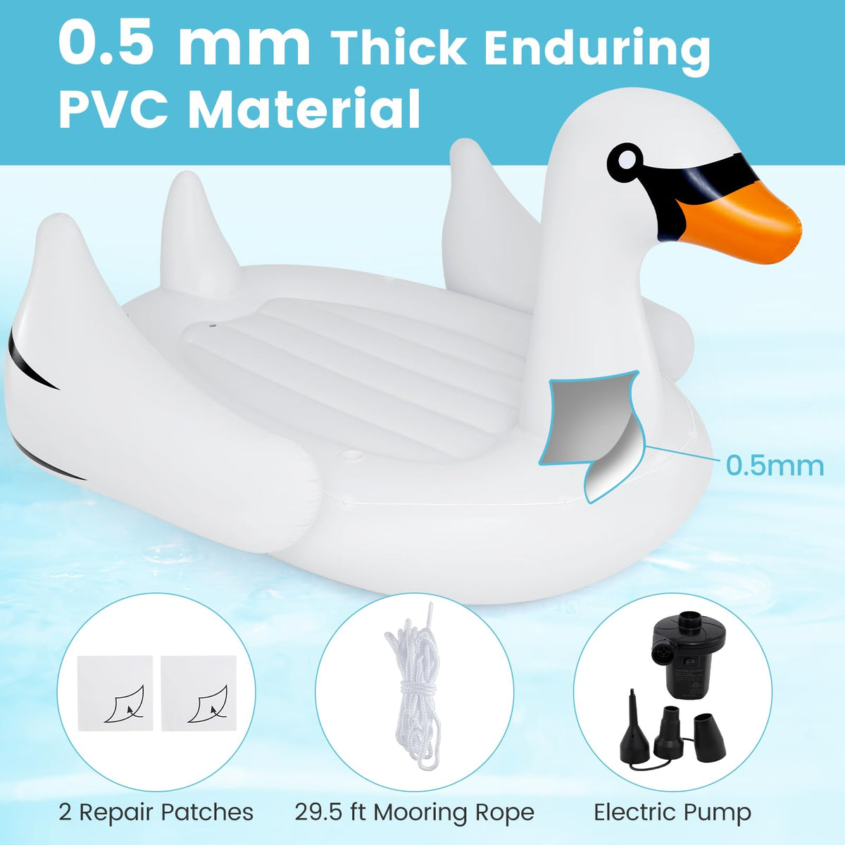 4-Person Inflatable Pool Float with Cup Holders G10921