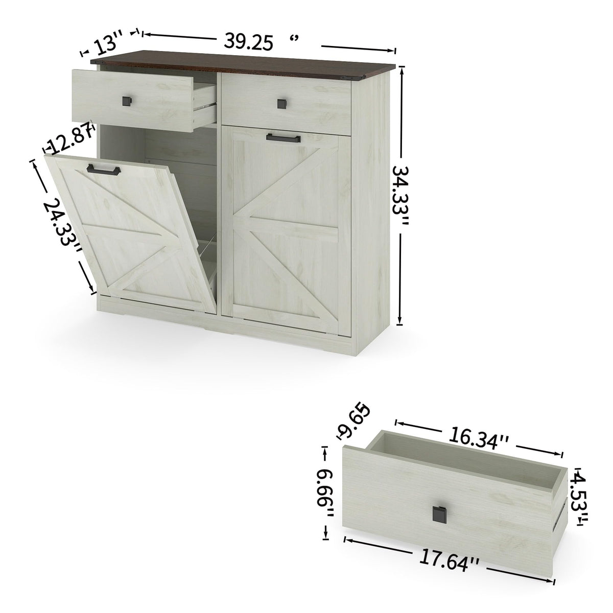 39" Double Tilt-Out Trash Cabinet for 20 Gallon Cans R647