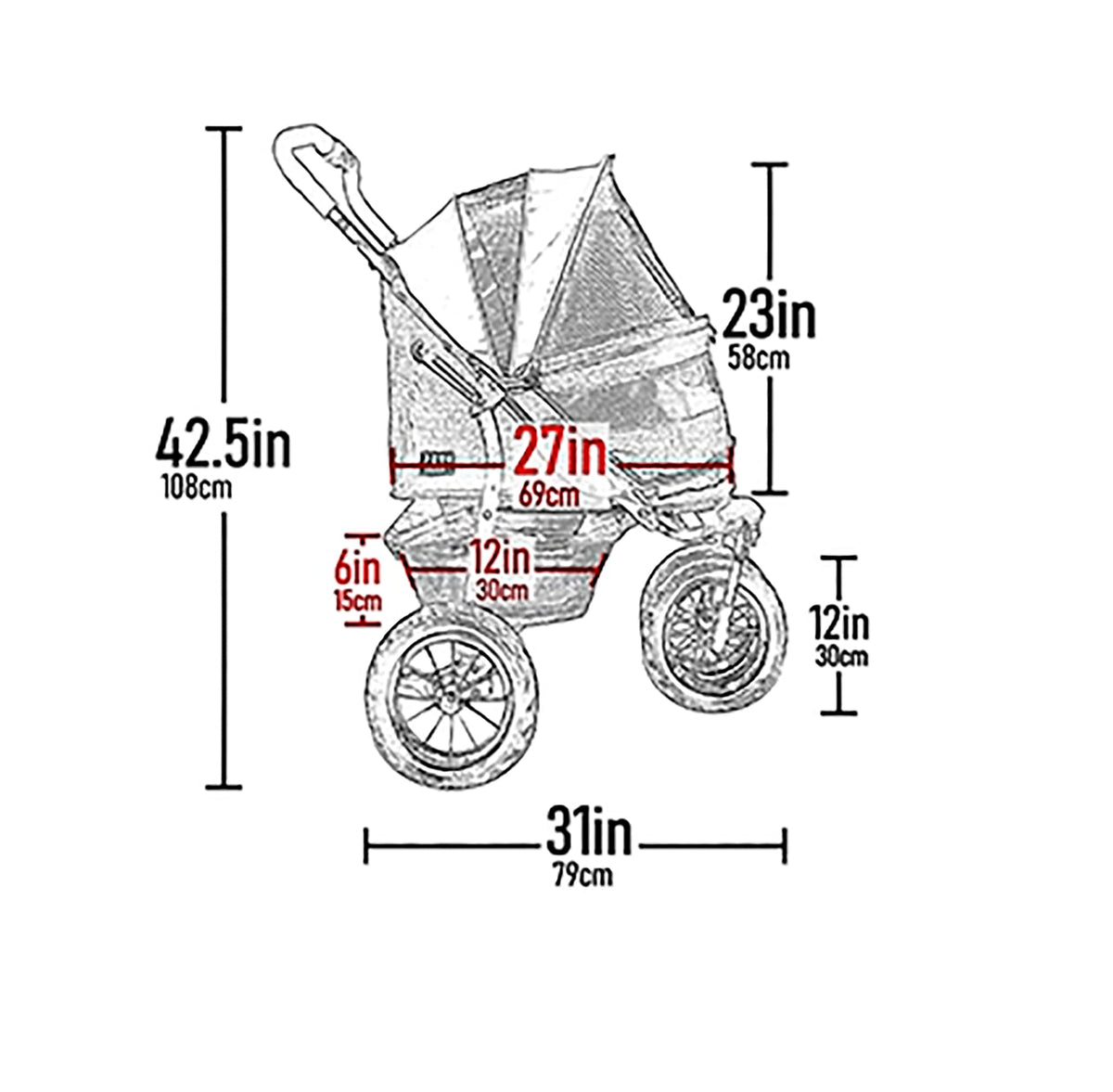 Double Pet Stroller with Weather Cover N732