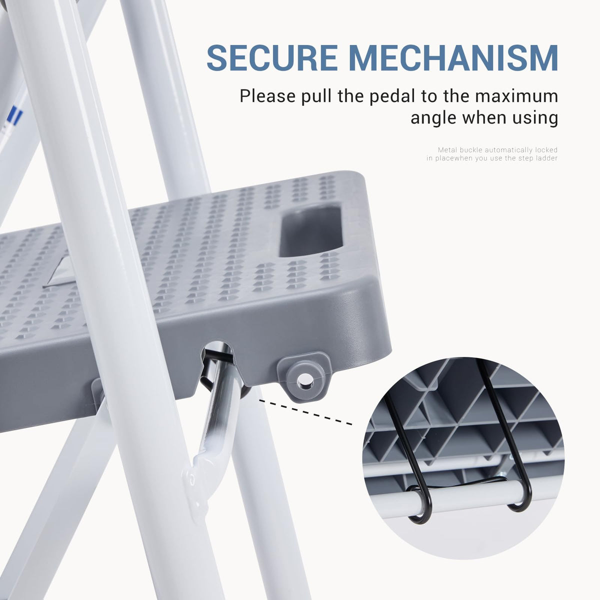 3 Step Ladder with Anti-Slip Pedal and Handrail, 800lbs, Grey J472351