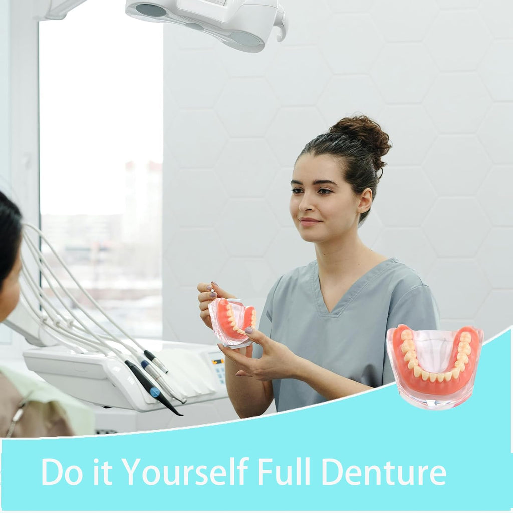 DIY Denture Complete Kit with Impression Material, Gum Material, Components for Top and Bottom Full or Partial Dentures N1304