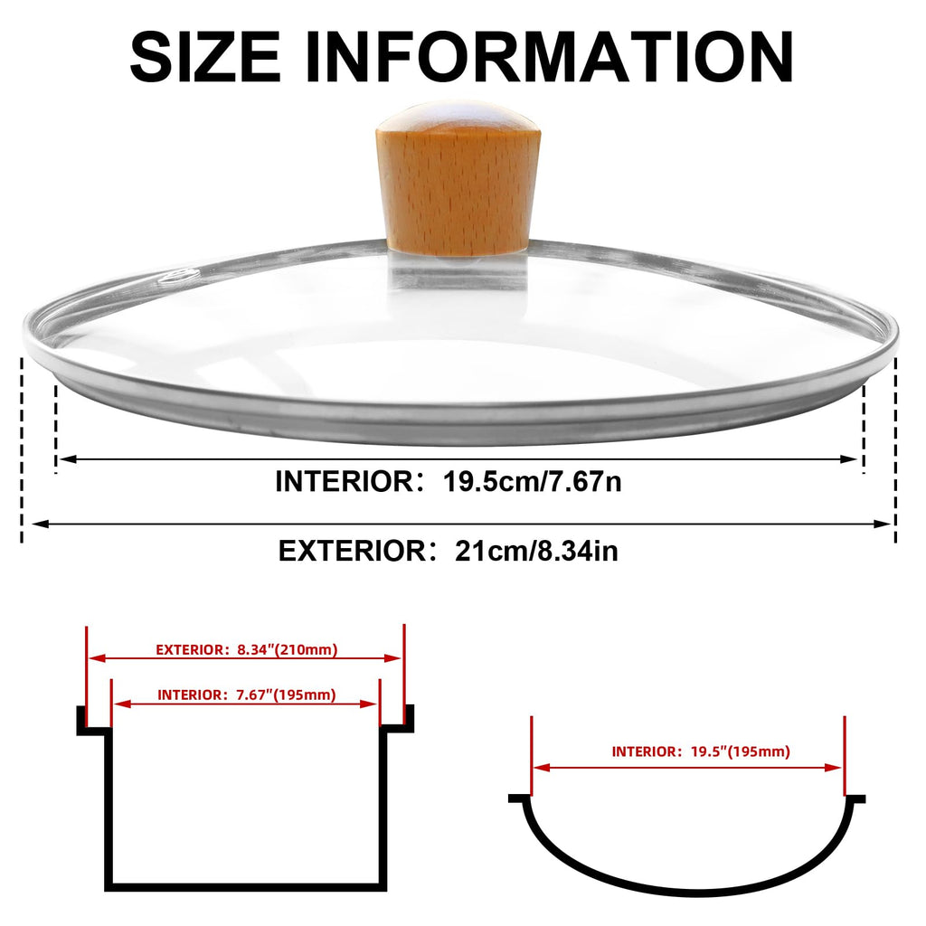 8 Inch Tempered Glass Pan Lid with Wooden Handle H5128