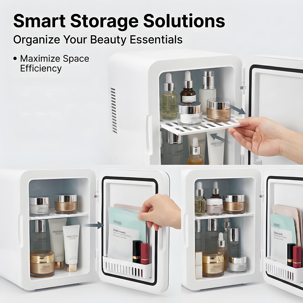 4L Portable Mini Skincare Refrigerator with Dimmable LED Mirror I344108