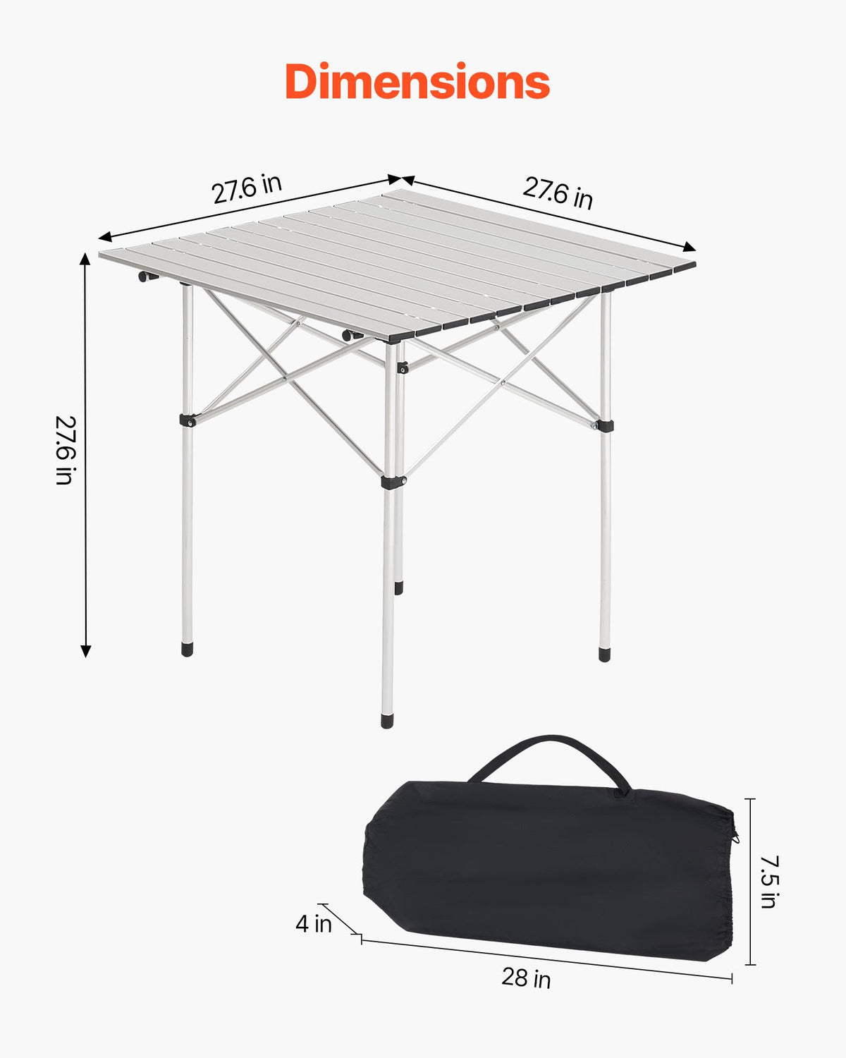 Folding Camping Table 28 inch Silver Y709