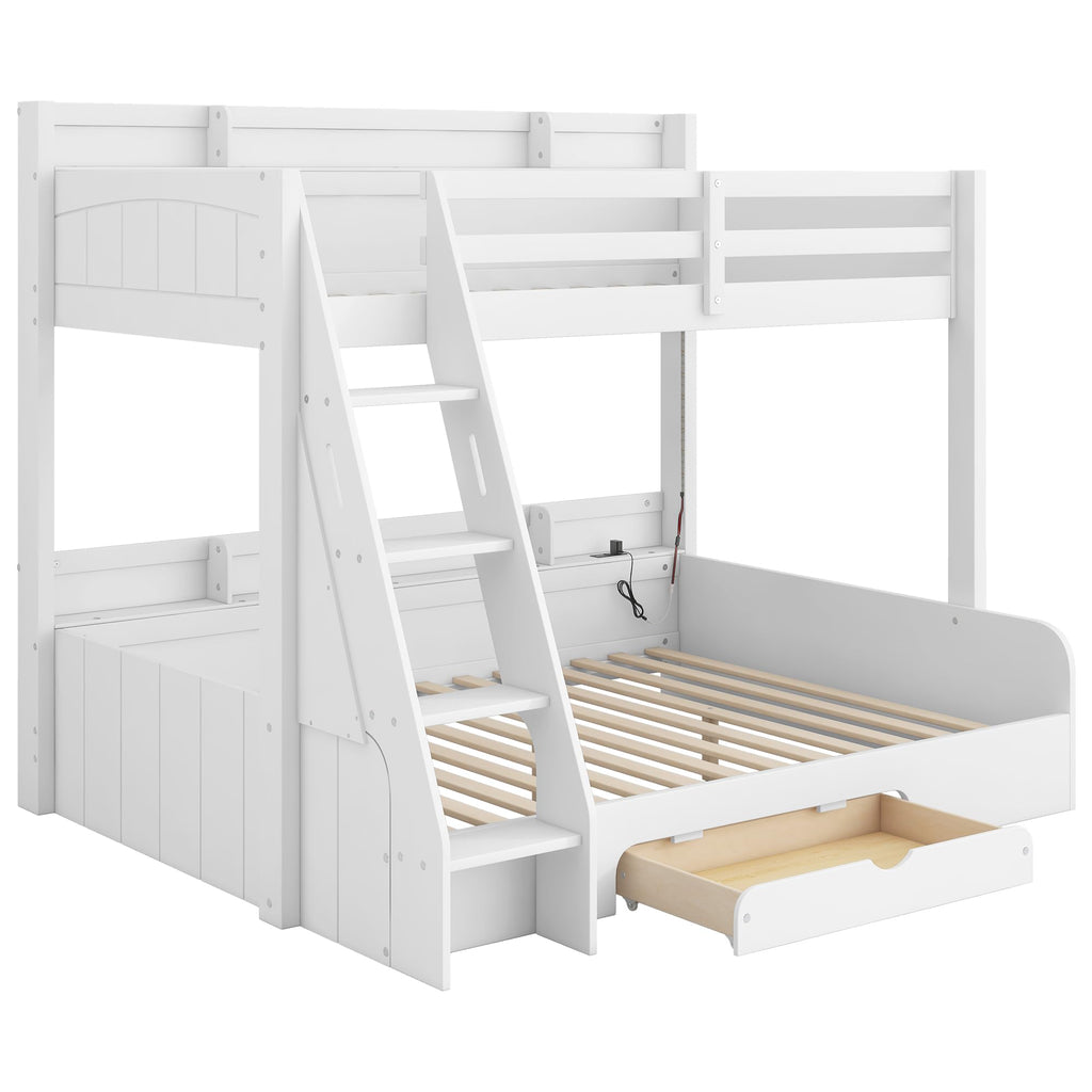 Twin Over Full Bunk Bed with Storage Shelves X96214
