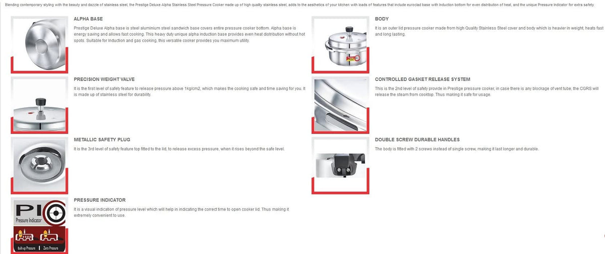 Stainless Steel Pressure Cooker, 2 Liters T811114