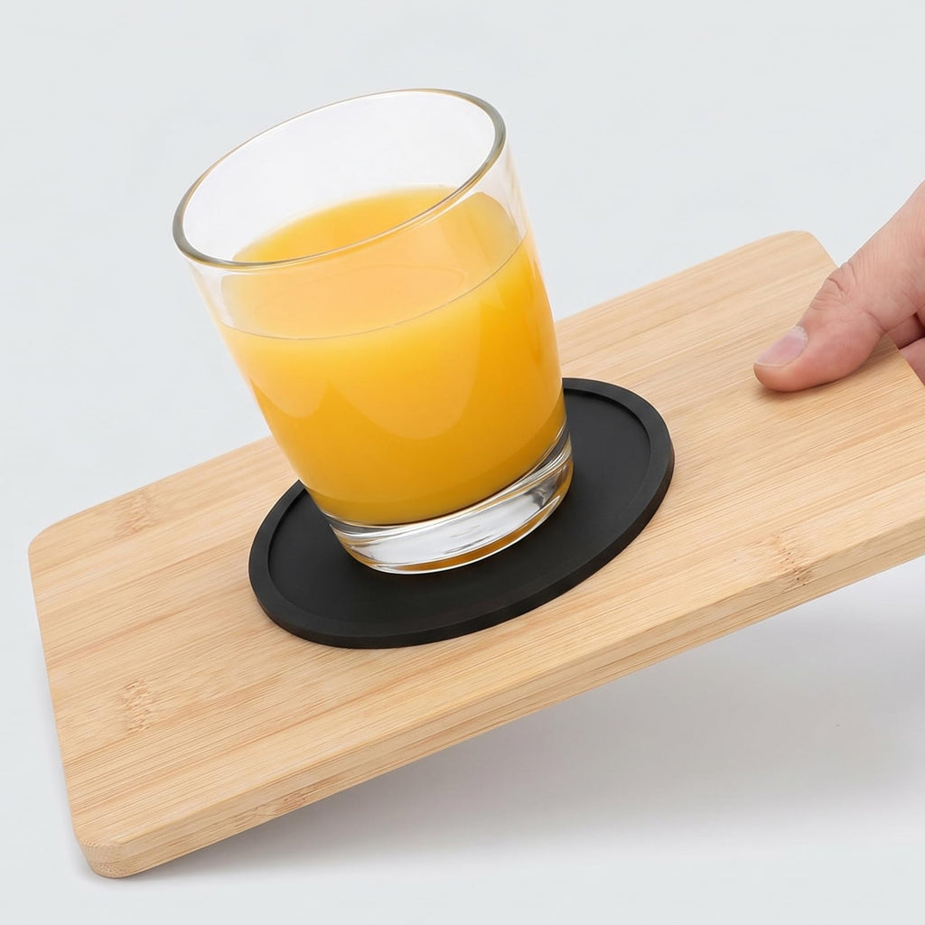 Black Set of 4 Round Silicone Coasters F841