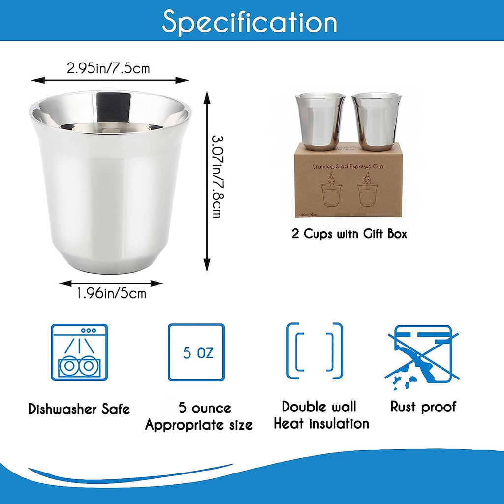 12 oz French Press with 5 oz Stainless Steel Espresso Cups Y903760