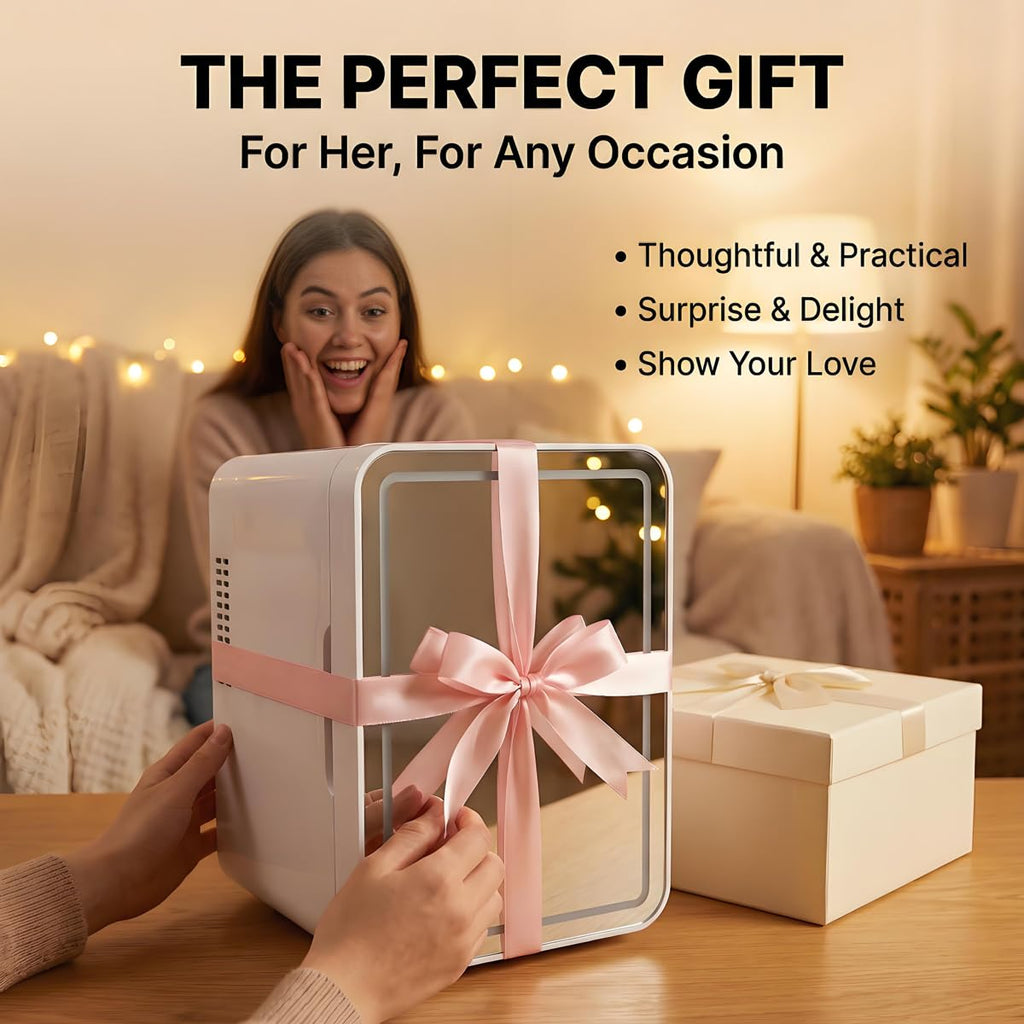 4L Portable Mini Skincare Refrigerator with Dimmable LED Mirror I344108