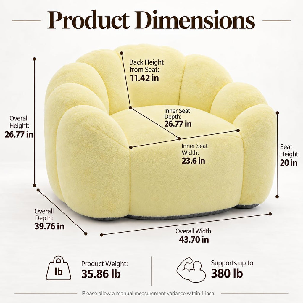 Yellow Memory Foam Bean Bag Chair G320289