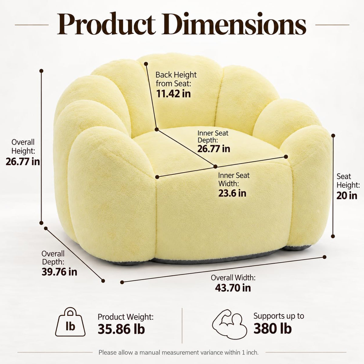 Yellow Memory Foam Bean Bag Chair G320289