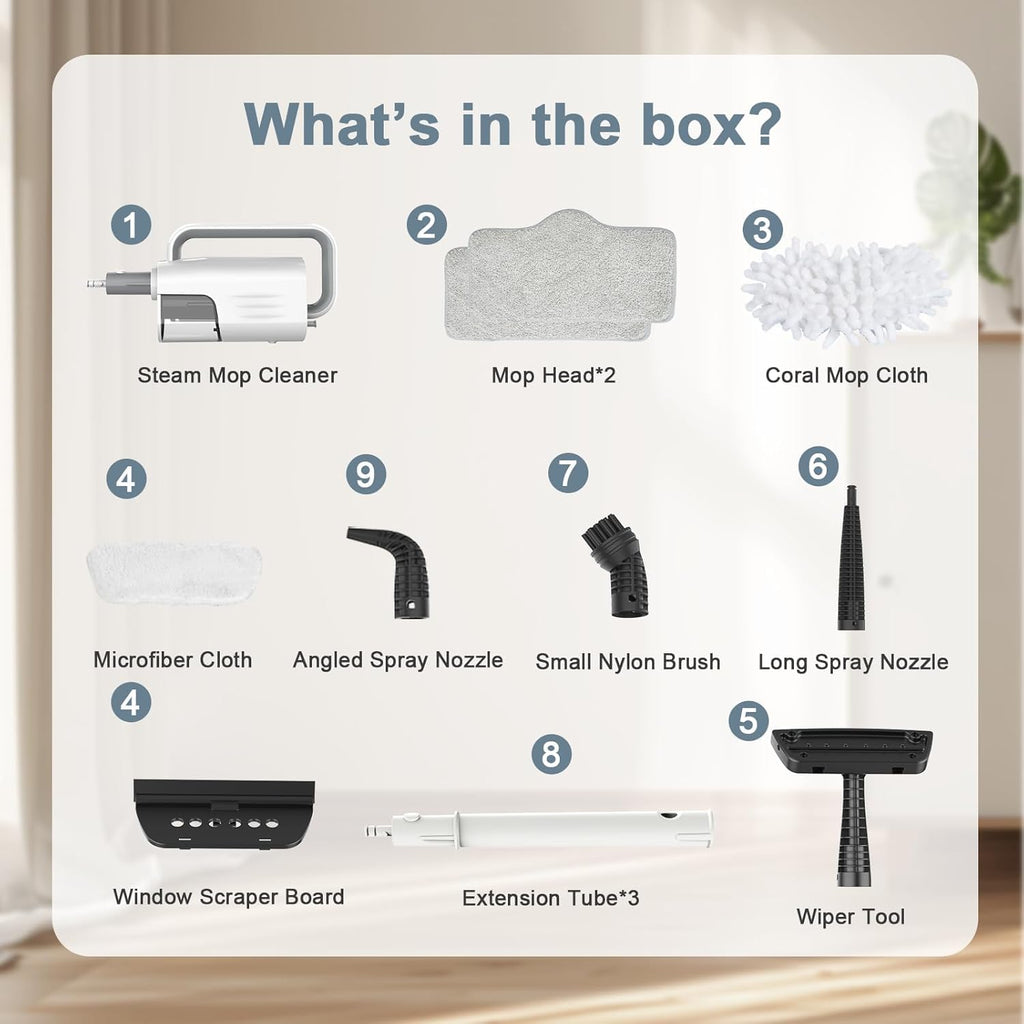 1200W 6-in-1 Steam Mop with 2 Modes, 400ML Removable Tank W782