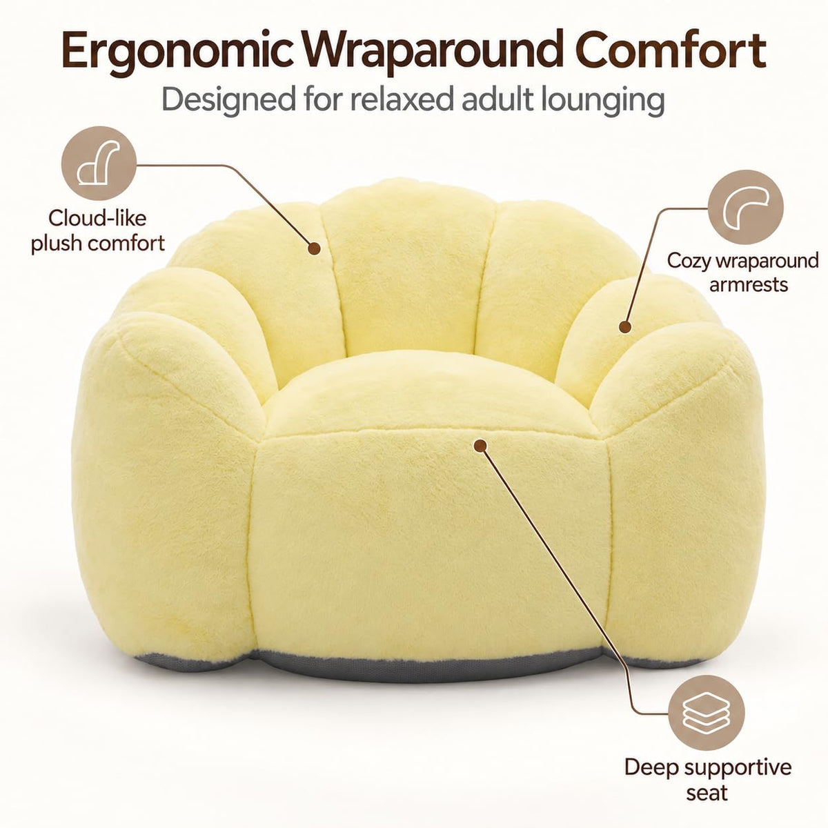 Yellow Memory Foam Bean Bag Chair G320289