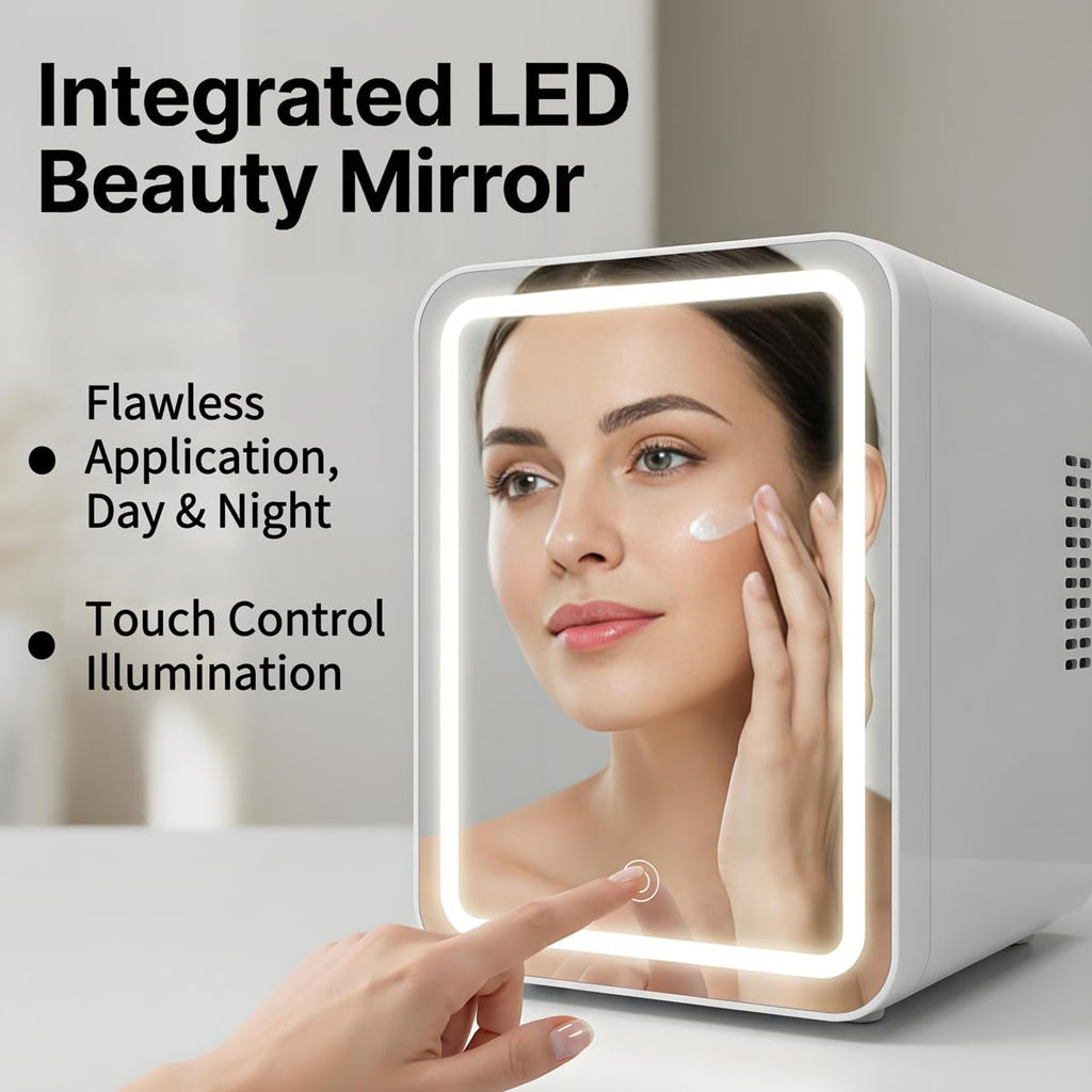 4L Portable Mini Skincare Refrigerator with Dimmable LED Mirror I344108