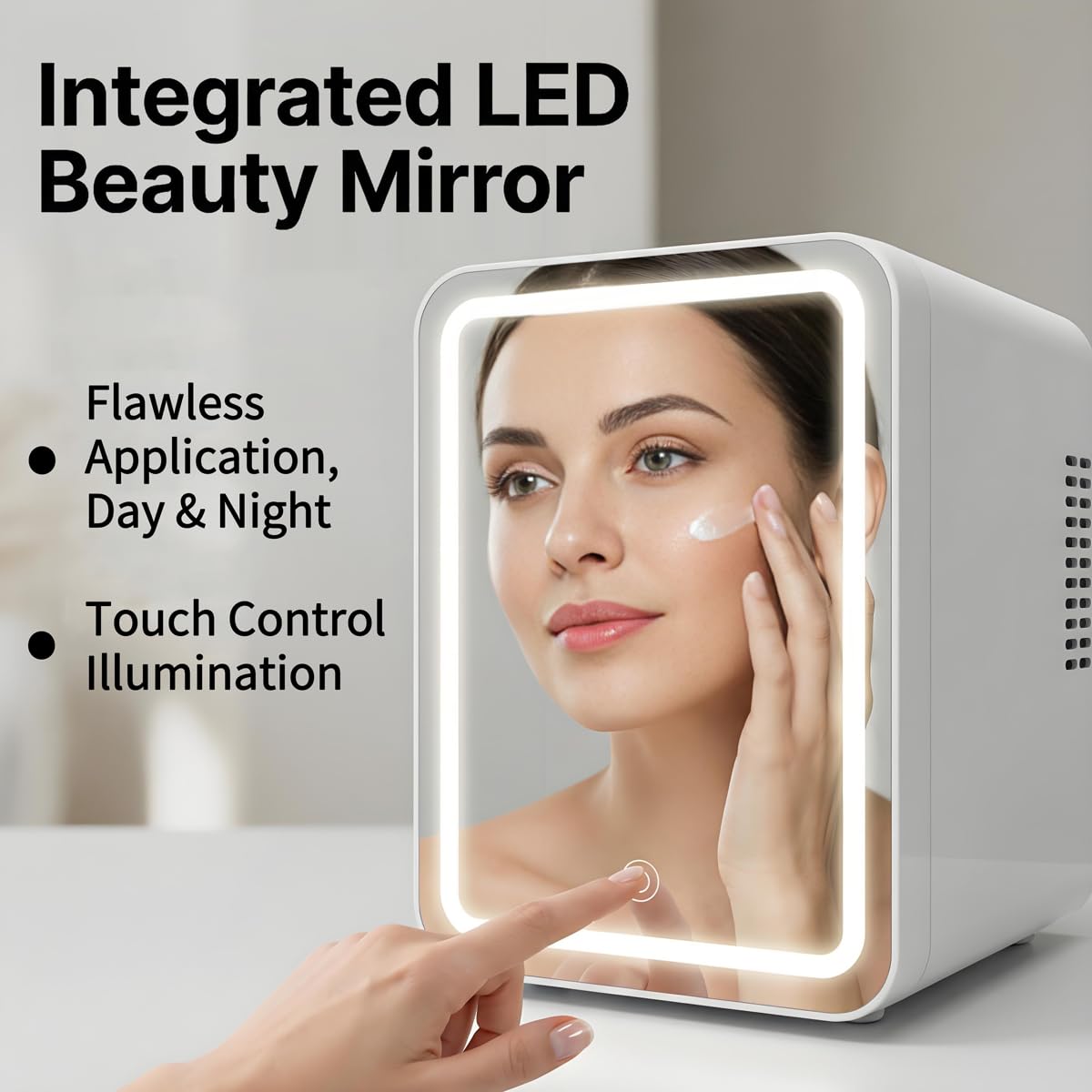 4L Portable Mini Skincare Refrigerator with Dimmable LED Mirror I344108
