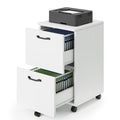 2 Drawer White Rolling Wood File Cabinet T2259