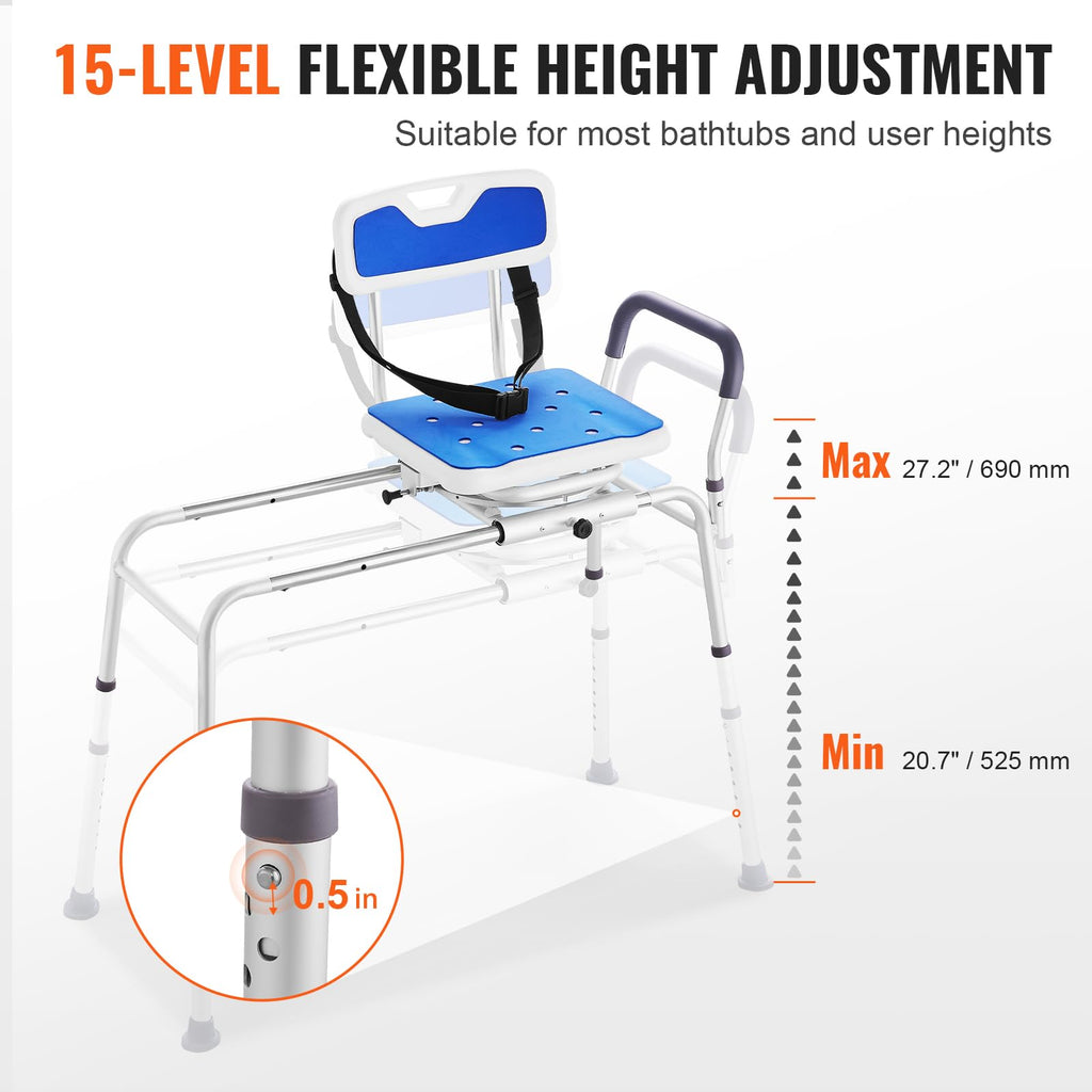 Sliding Tub Transfer Bench with 360 Degree Swivel Seat V13849