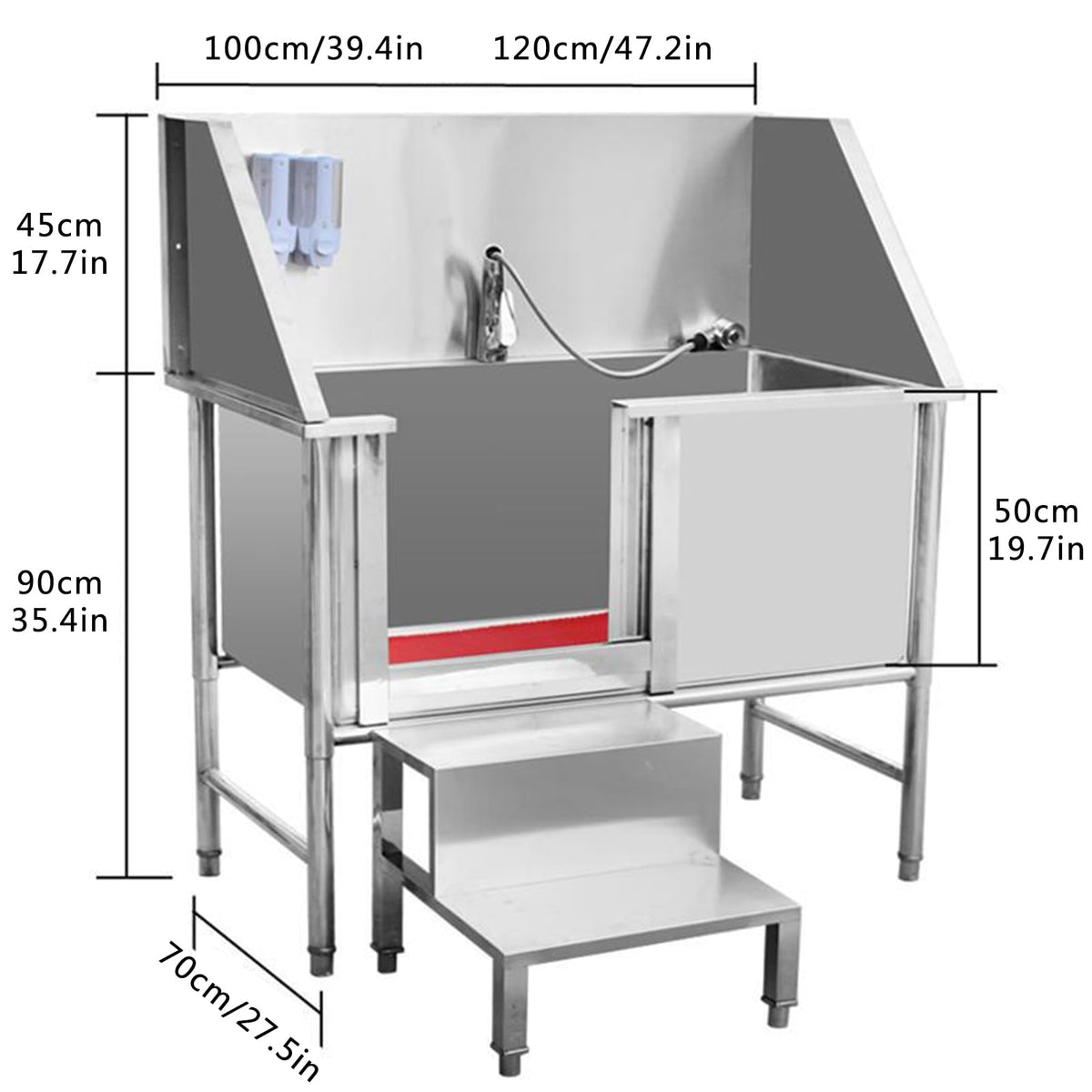 Stainless Steel Dog Bathing Station with Stairs W810798