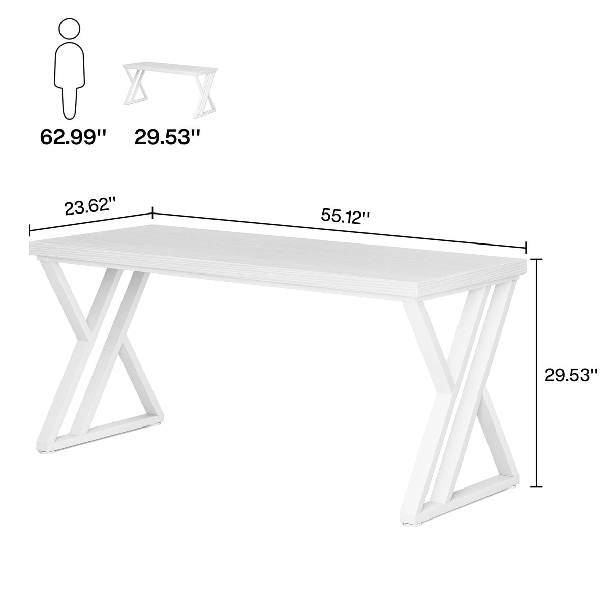 55 inch White Writing Computer Desk V677528