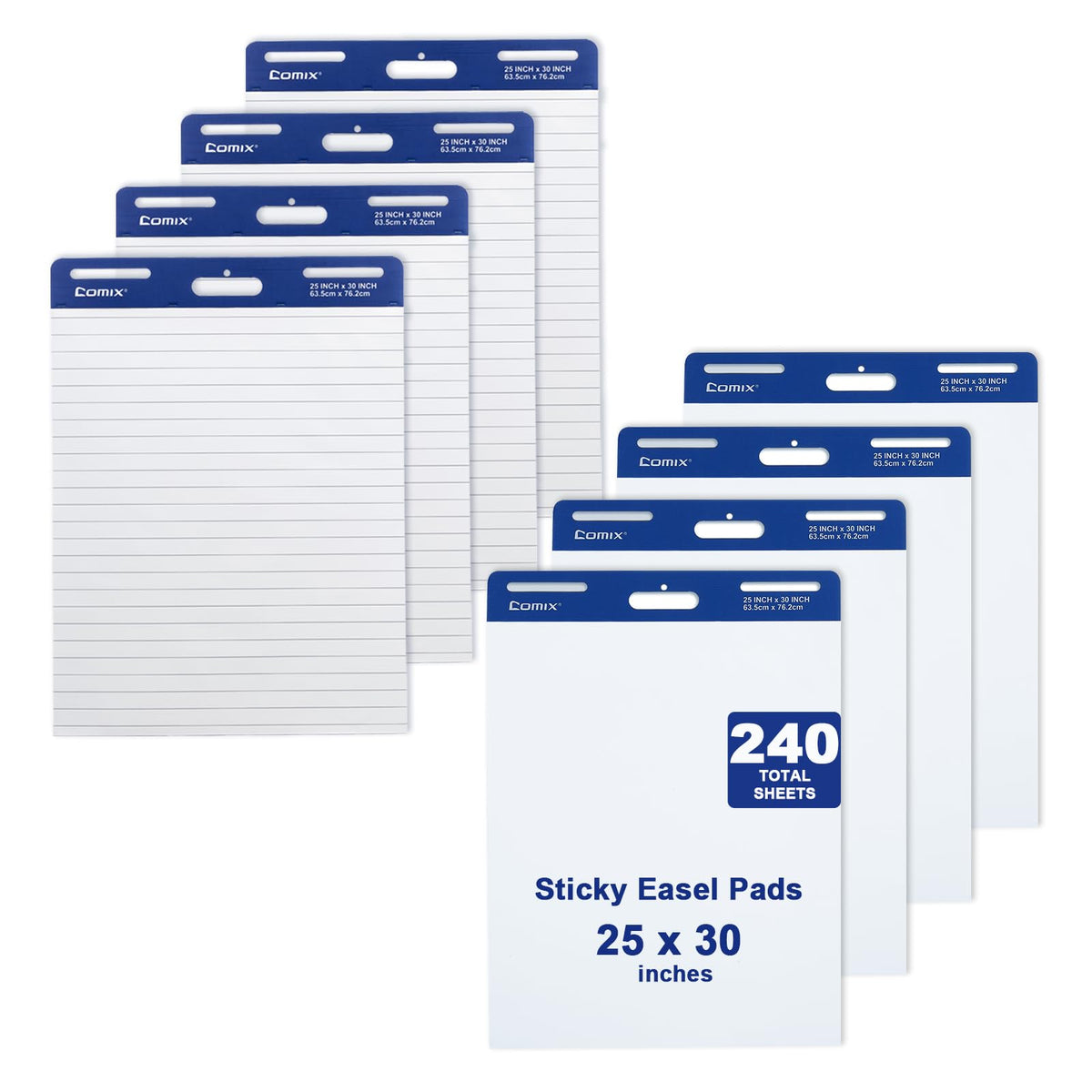 White Lined Sticky Easel Pad 25 x 30 Inches 30 Sheets 8 Pads G138