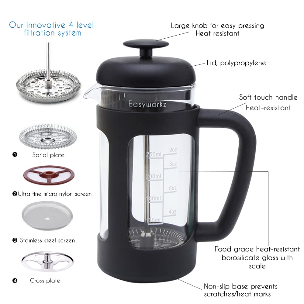 12 oz French Press with 5 oz Stainless Steel Espresso Cups Y903760