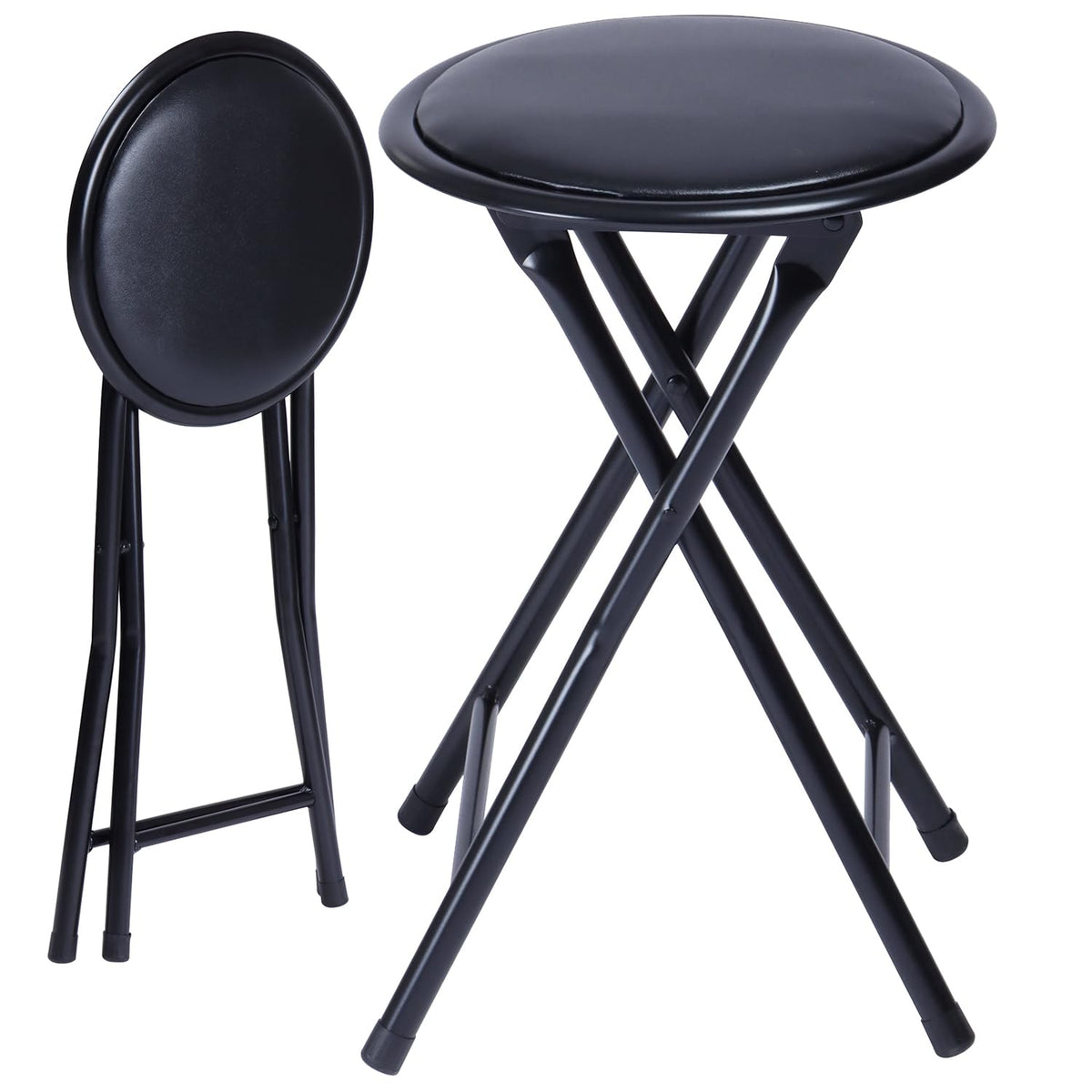 18" Black Folding Metal Stool W47989