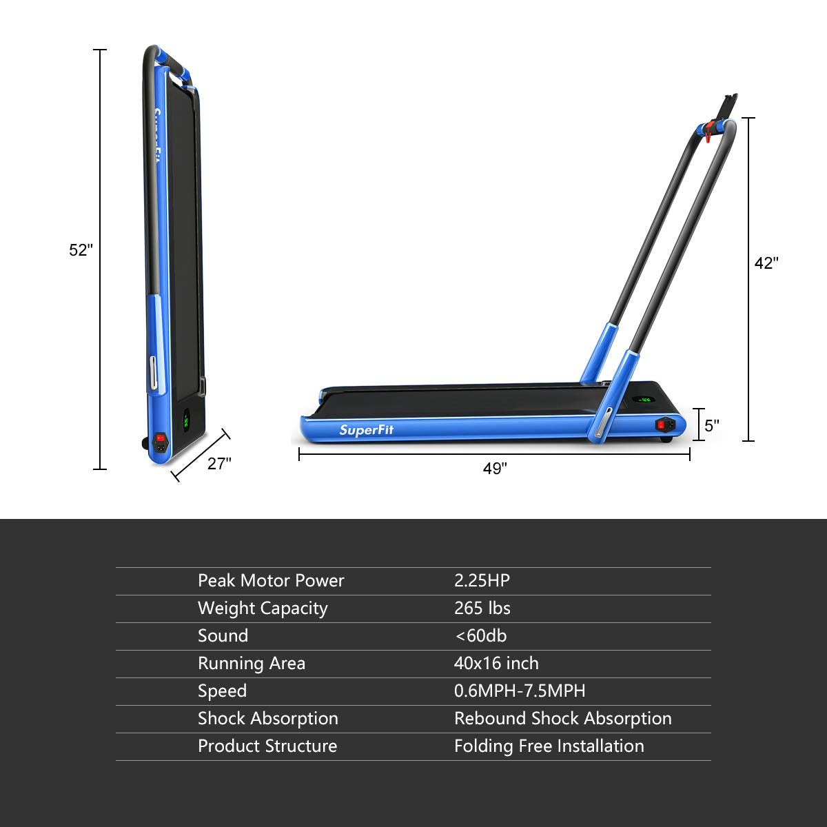 2 in 1 Under Desk Treadmill with Smart App F574616