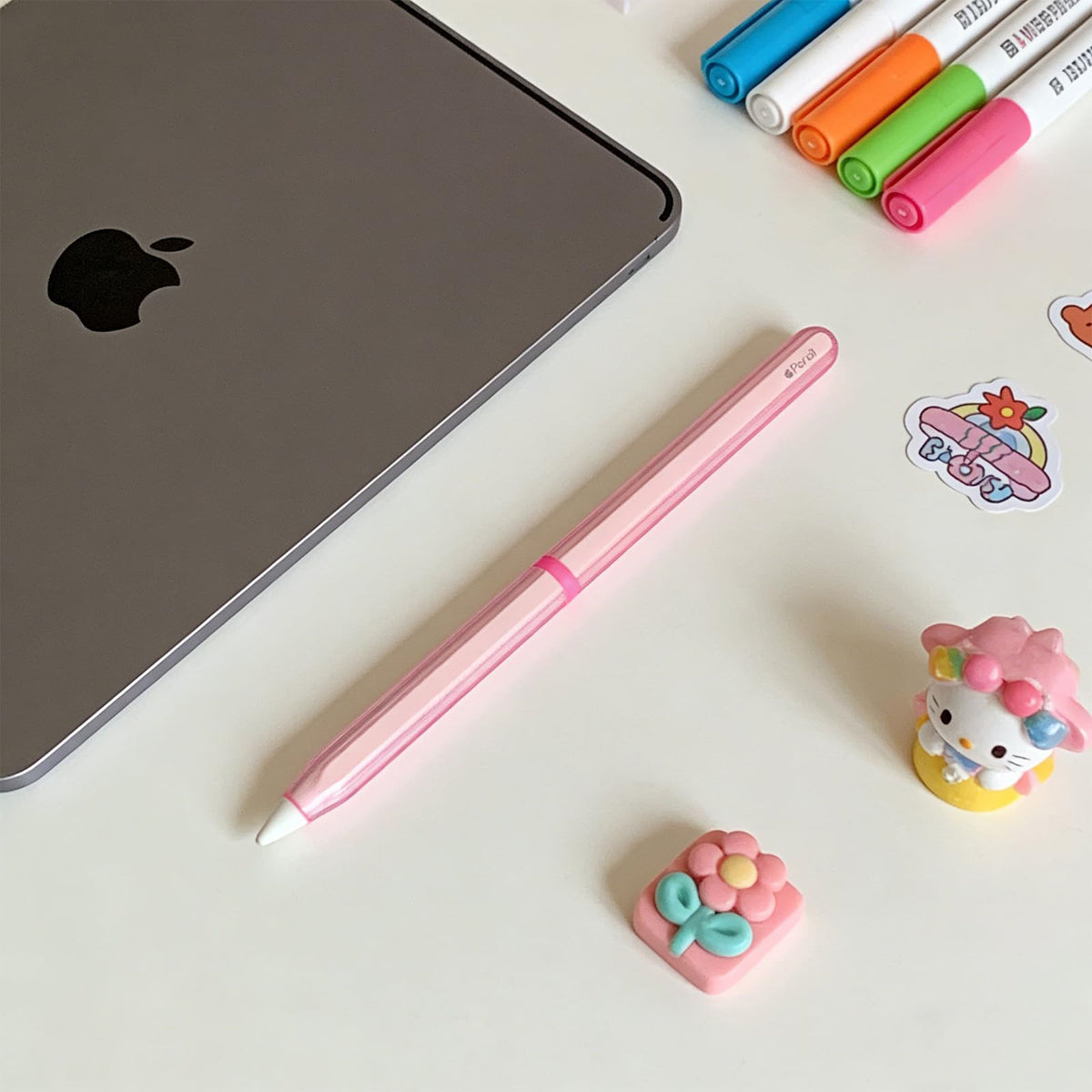 Pink Protective Pencil Case with 2 Silicone Tip Covers L946308