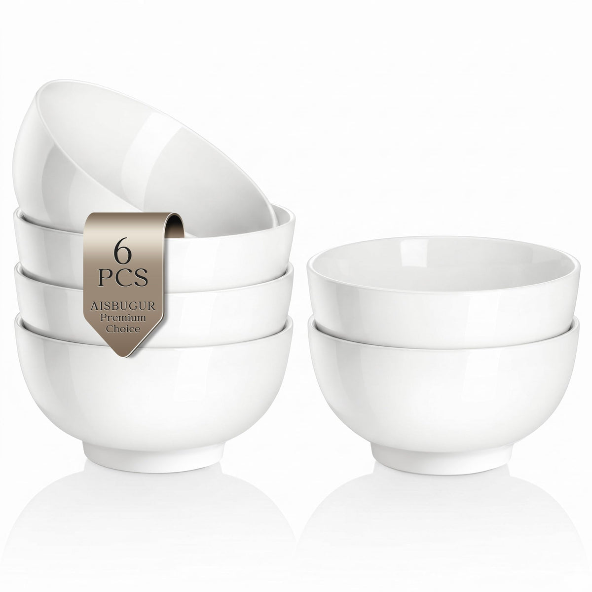 Porcelain Soup Bowls Set of 6, 26 oz White Ceramic Bowls T85927