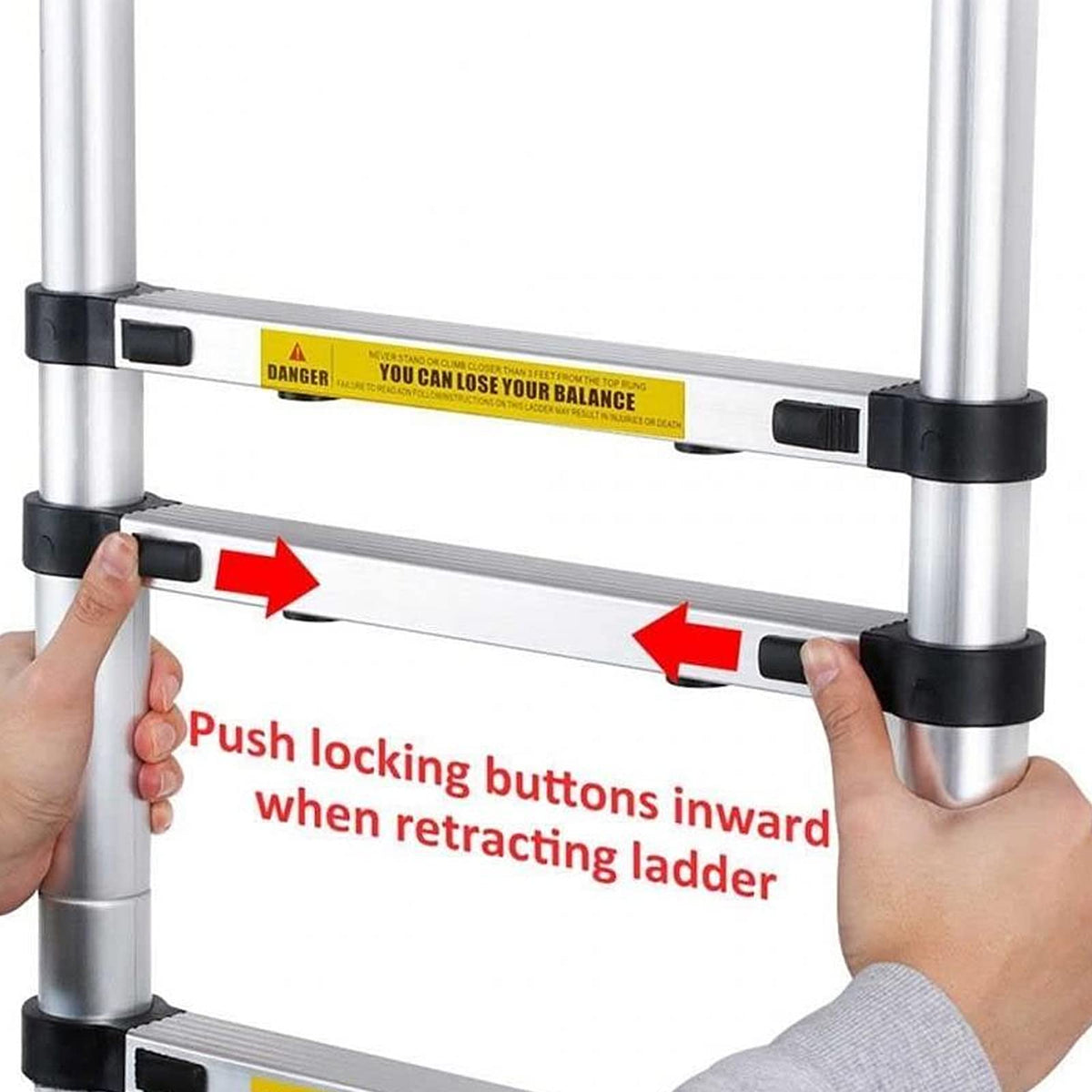 Aluminum Telescopic Extension Ladder 8.5ft-20.3ft Non-Slip A573