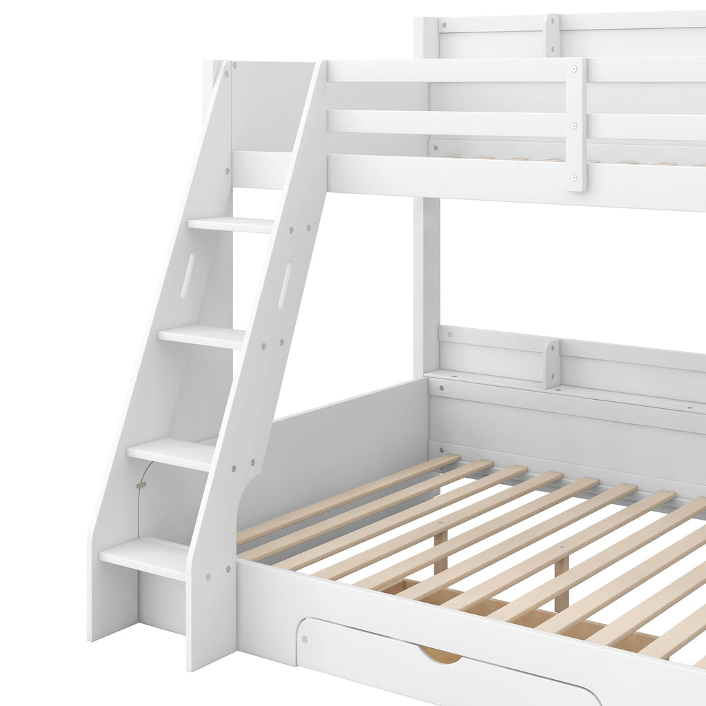 Twin Over Full Bunk Bed with Storage Shelves X96214