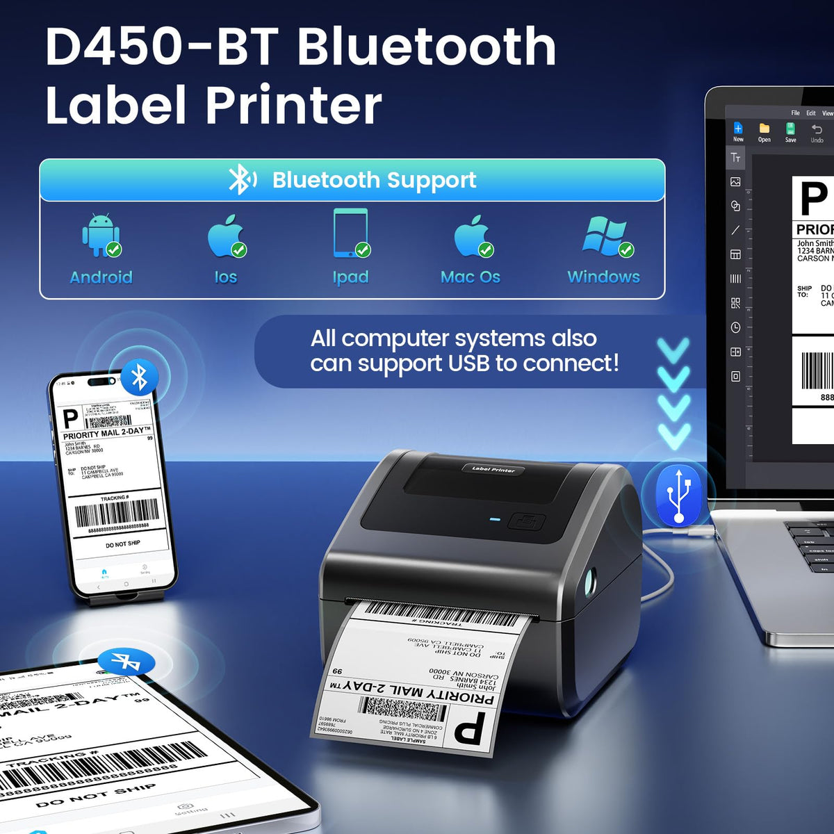 Bluetooth Shipping Label Printer L7862